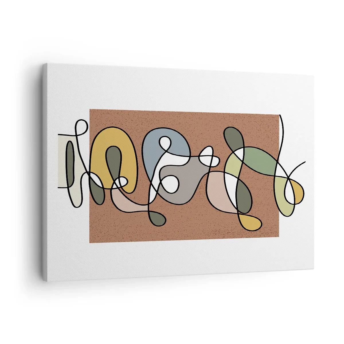 Obraz na płótnie - Kolorowa abstrakcja z plamami i liniami - 70x50cm - Abstrakcja warta uśmiechu - Nowoczesna dekoracja ścienna do salonu i sypialni ARTTOR