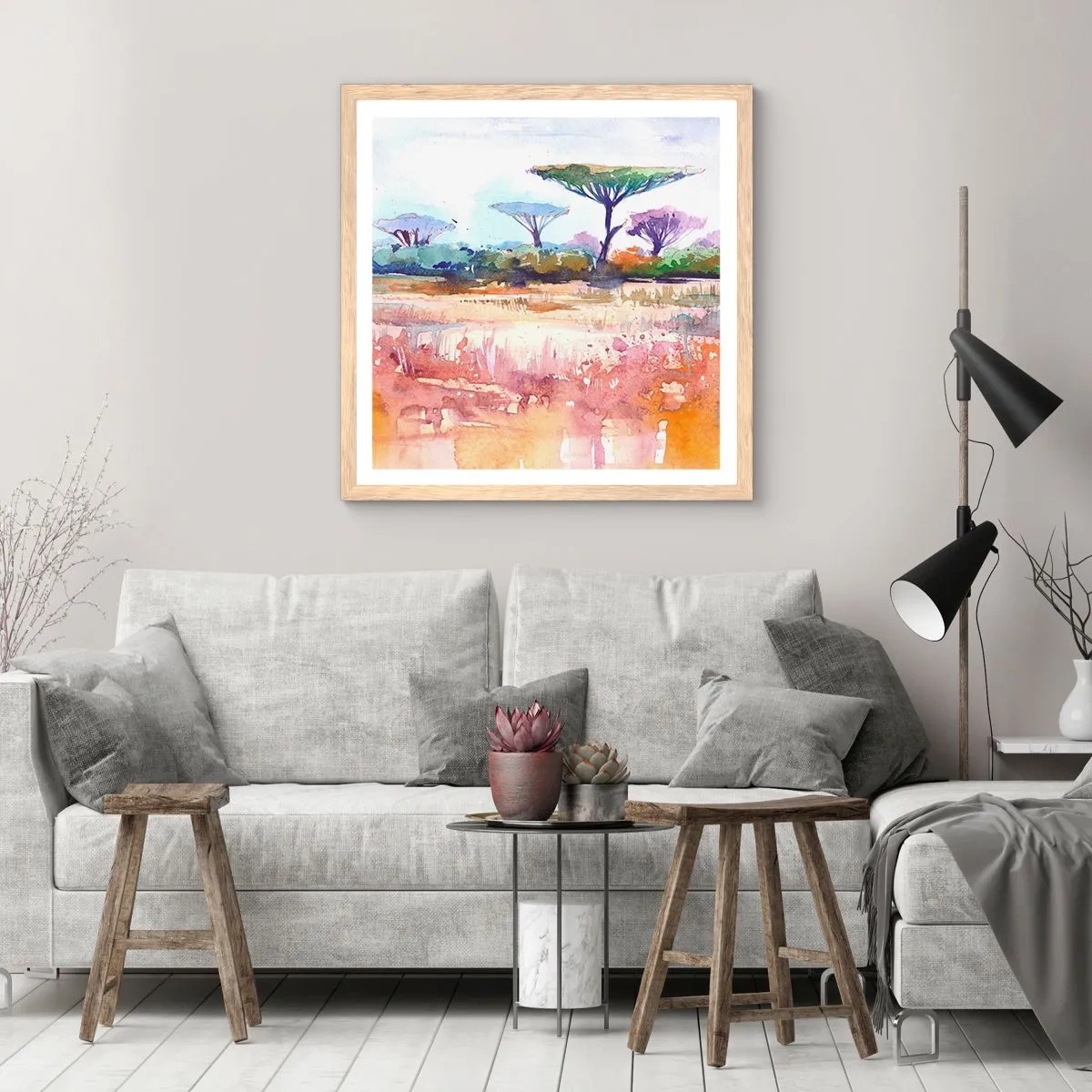 Plakat w ramie jasny dąb - Kolory sawanny - 40x40 cm