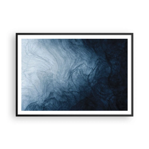Plakat w czarnej ramie - Abstrakcyjna kompozycja w odcieniach błękitu i granatu - 100x70cm - W głąb sięgnąć - Nowoczesna dekoracja ścienna do salonu i sypialni ARTTOR