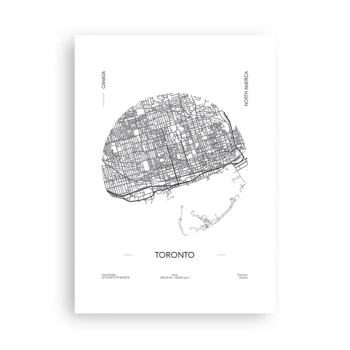 Plakat - Minimalistyczna mapa Toronto w czarno-białej tonacji - 50x70cm - Anatomia Toronto - Nowoczesna dekoracja ścienna do salonu, kuchni i sypialni ARTTOR