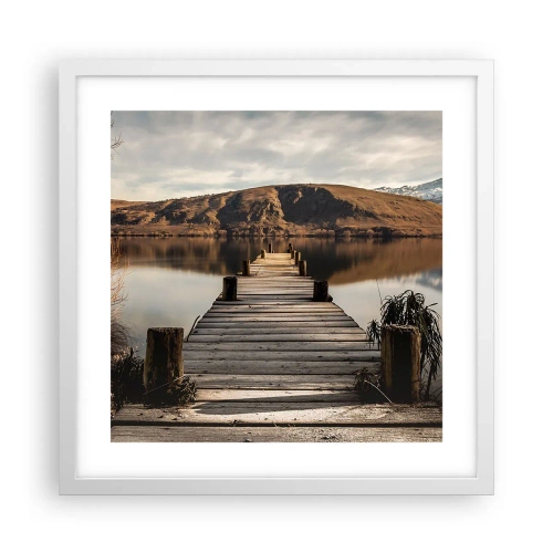 Plakat w białej ramie - Pejzaż w ciszy - 40x40 cm