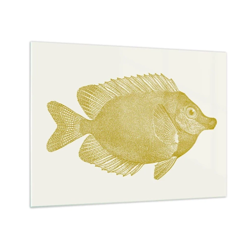 Obraz na szkle - Złota ryba w stylu vintage na jasnym tle - 70x50cm - Ryba i tyle - Nowoczesna dekoracja ścienna do salonu i sypialni ARTTOR