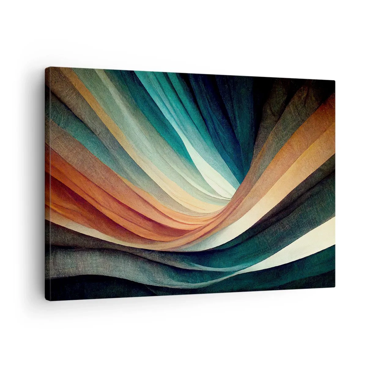 Obraz na płótnie - Abstrakcyjne fale w ciepłych i chłodnych odcieniach - 70x50cm - Utkane z barw - Nowoczesna dekoracja ścienna do salonu i sypialni ARTTOR