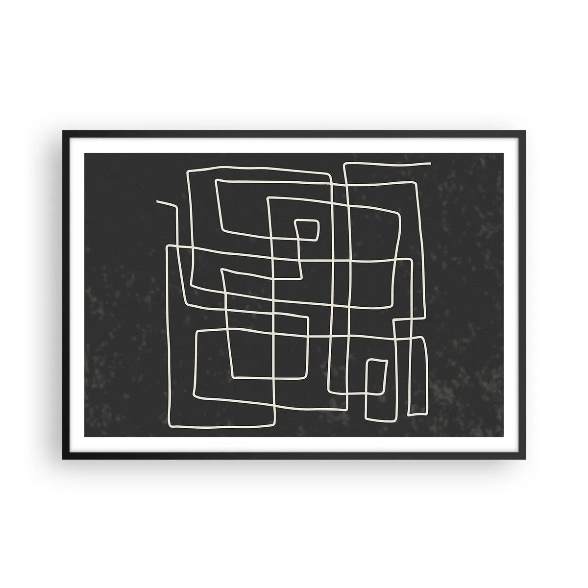 Plakat w czarnej ramie - Abstrakcyjny wzór geometryczny na ciemnym tle - 100x70cm - Nie taki prosty - Nowoczesna dekoracja ścienna do salonu i sypialni ARTTOR
