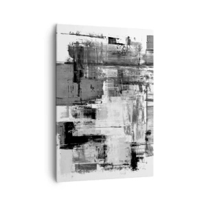 Obraz na płótnie - Abstrakcyjna kompozycja w czerni, bieli i szarościach - 70x100cm - Szare jest piękne - Nowoczesna dekoracja ścienna do salonu i sypialni ARTTOR