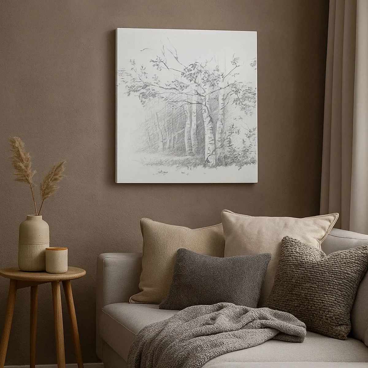 Obraz na płótnie - Światło brzozowego lasu - 30x30 cm