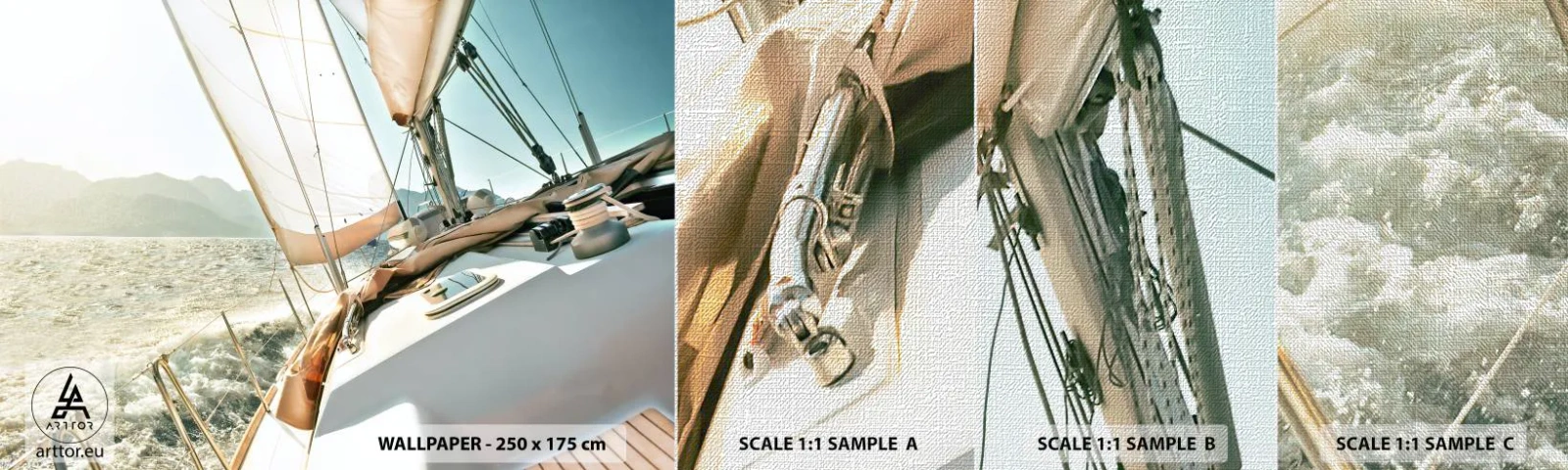 Fototapeta Próbka Premium Canvas - Pod pełnymi żaglami - Jacht, Żeglarstwo, Morze - 100x30 cm