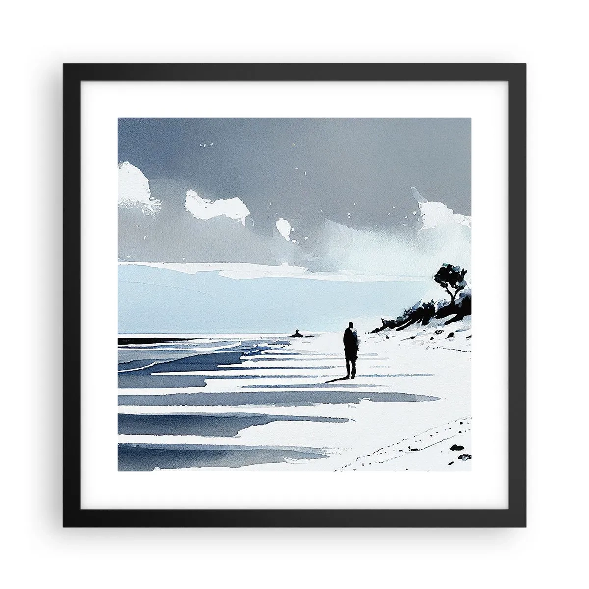 Plakat w czarnej ramie - Sam na sam - 40x40 cm