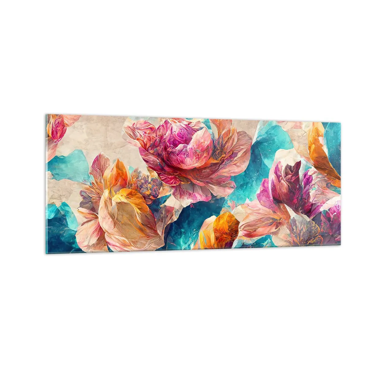 Obraz na szkle - Barwny przepych bukietu - 100x40 cm