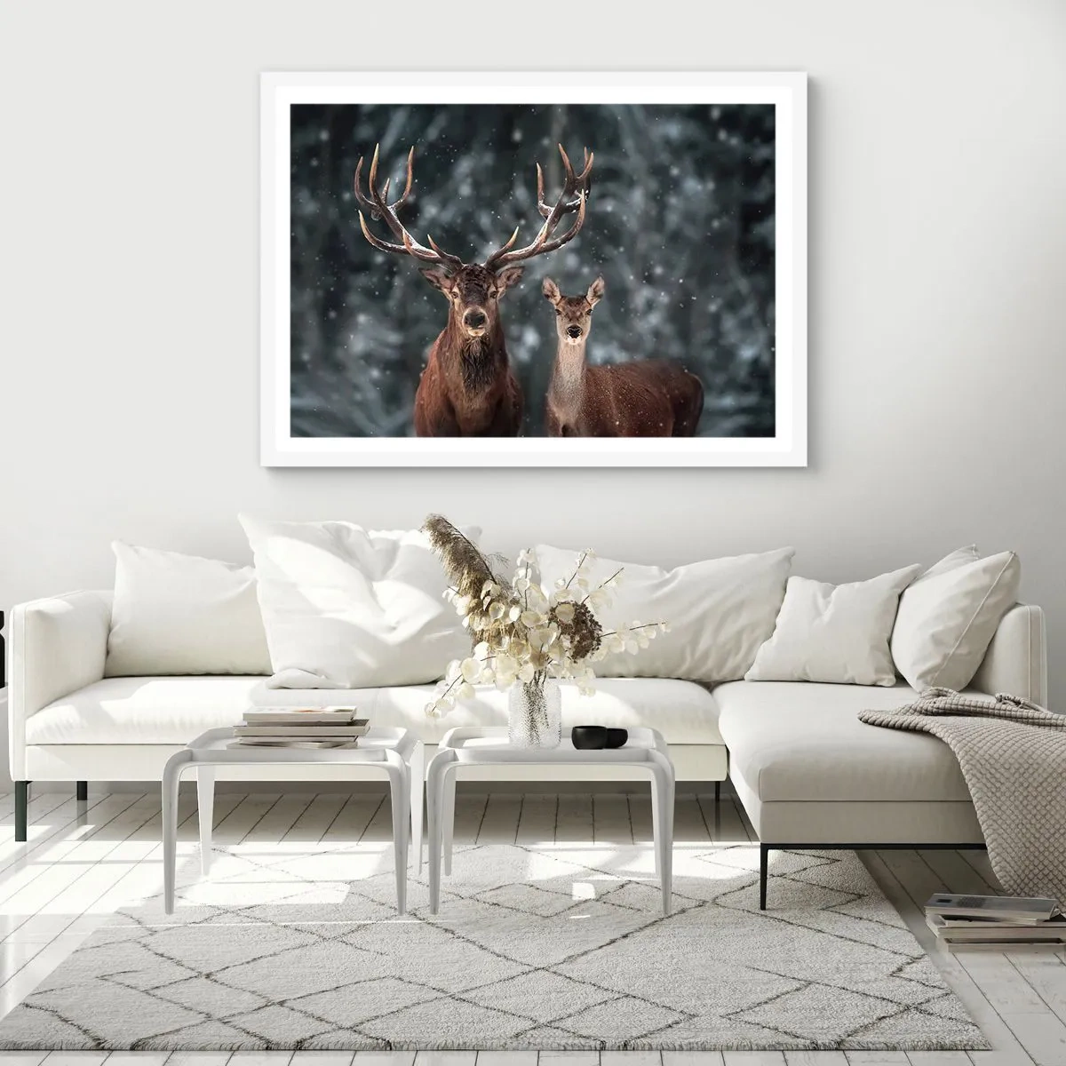 Plakat w białej ramie - Pan lasu z małżonką - 40x30 cm