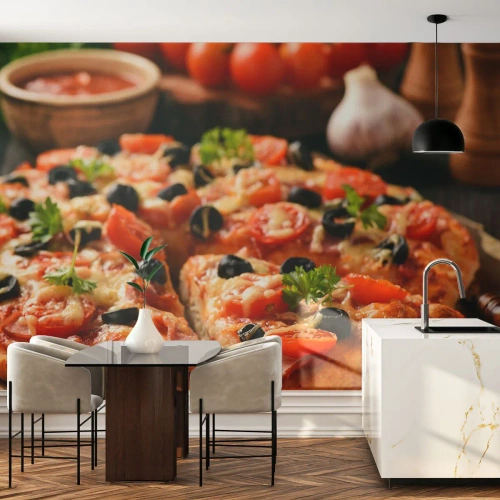 Fototapeta Premium Sand - Znów ci się upiekło - Gastronomia, Pizza, Pomidor - 500x350 cm