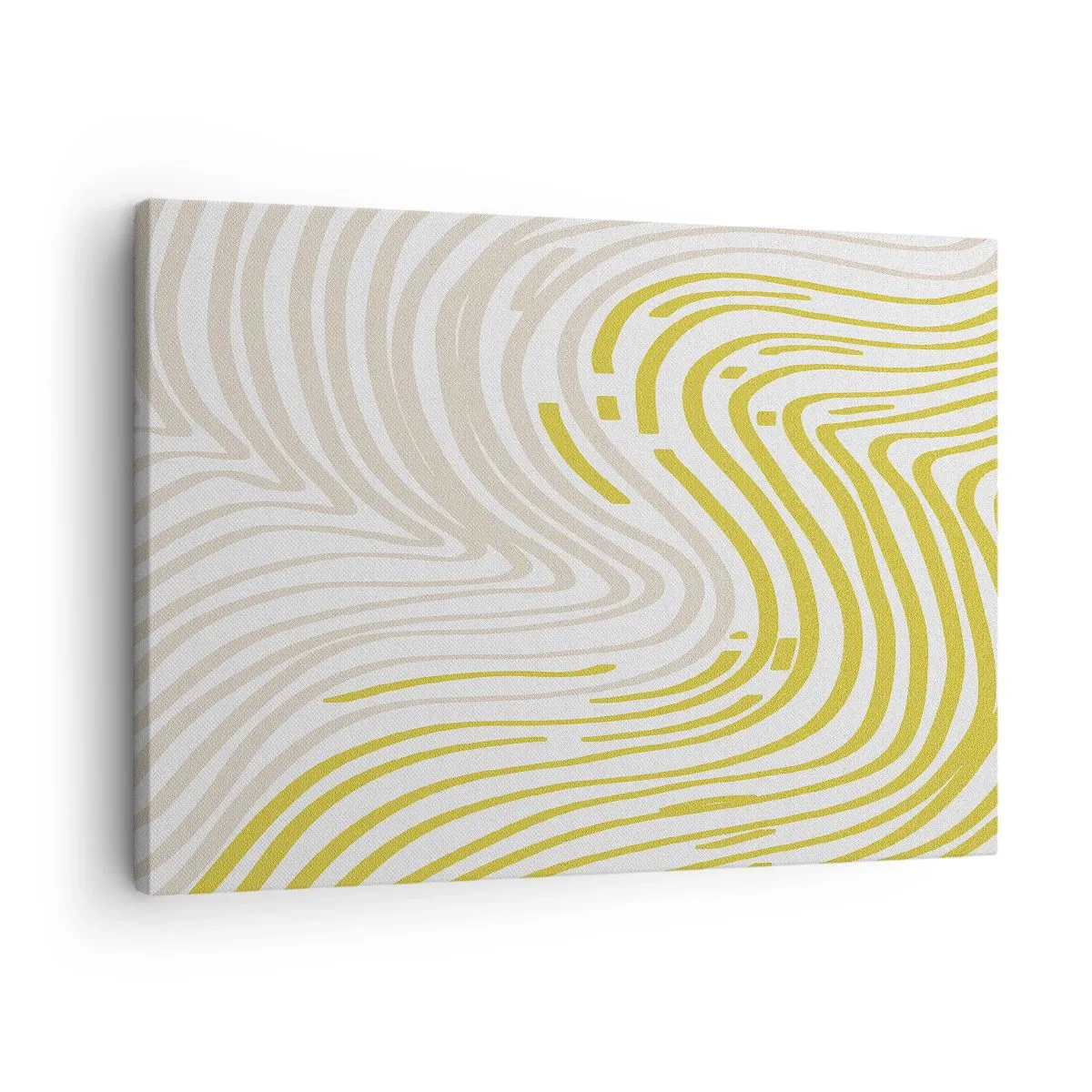 Obraz na płótnie - Abstrakcyjny wzór z falującymi liniami w odcieniach żółci i beżu - 70x50cm - Kompozycja z łagodnym ugięciem - Nowoczesna dekoracja ścienna do salonu i sypialni ARTTOR