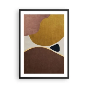 Plakat w czarnej ramie - Abstrakcyjna kompozycja geometryczna w ciepłych barwach - 50x70cm - Abstrakcja – miejsce w przestrzeni - Nowoczesna dekoracja ścienna do salonu i sypialni ARTTOR