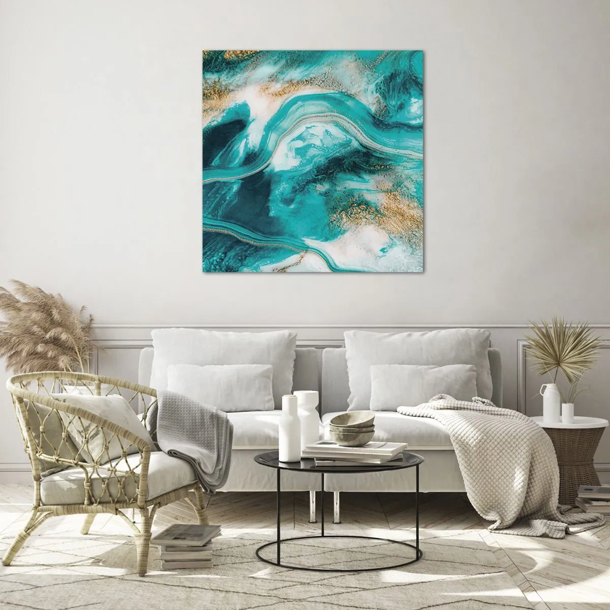 Obraz na szkle - Rzeka złota - 60x60 cm