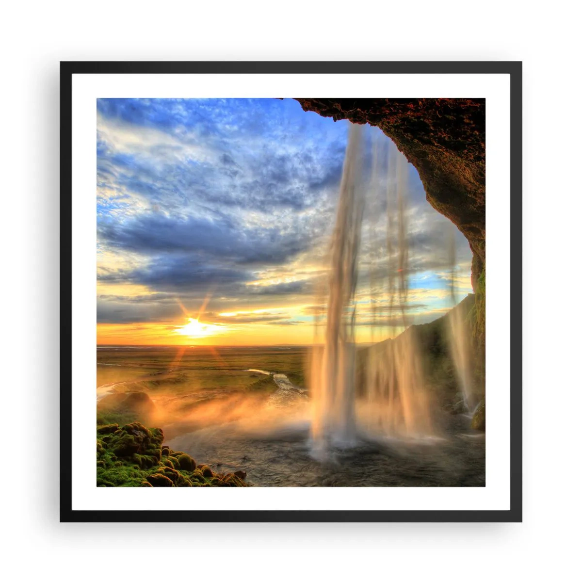 Plakat w czarnej ramie - Świat za zasłoną kropel - 60x60 cm