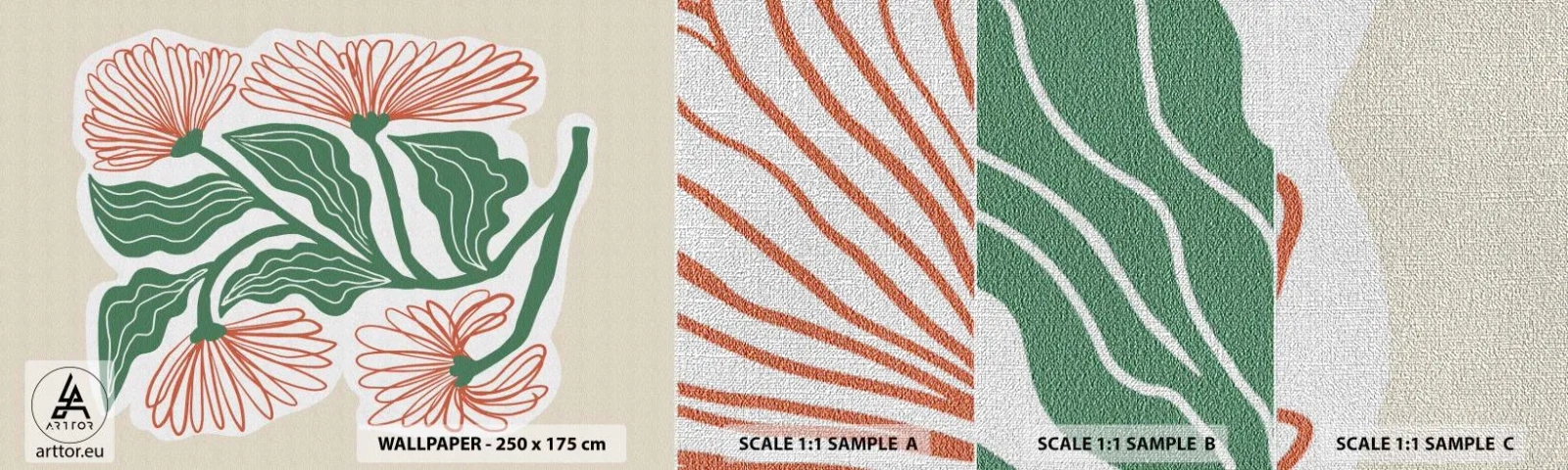 Fototapeta Próbka Premium Canvas - Ludowe i nowoczesne - Boho, Kwiaty, Minimalizm - 100x30 cm