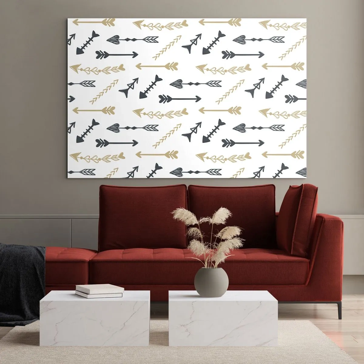 Obraz na szkle - Wzór strzał w różnych kolorach na białym tle - 70x50cm - Sen łucznika - Nowoczesna dekoracja ścienna do salonu i sypialni ARTTOR