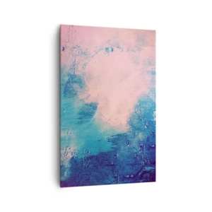 Obraz na płótnie - Abstrakcyjna tekstura w odcieniach różu i niebieskiego - 80x120cm - Błękitne objęcia - Nowoczesna dekoracja ścienna do salonu i sypialni ARTTOR