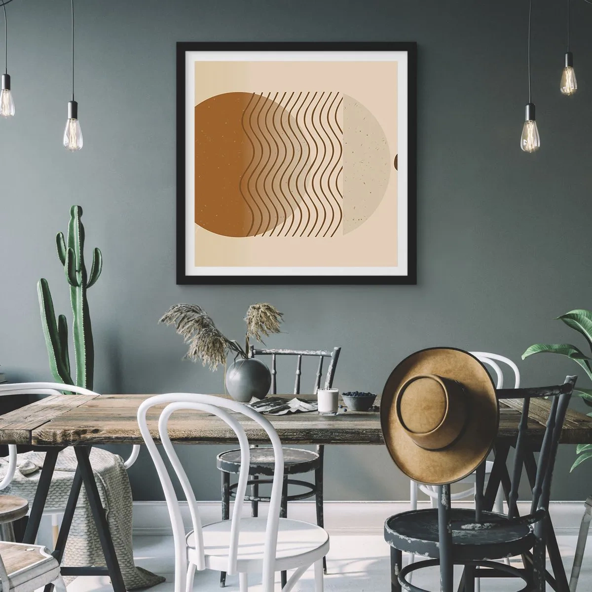 Plakat w czarnej ramie - O pochodzeniu figur geometrycznych - 40x40 cm