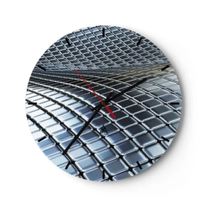 Zegar ścienny - Metaliczna srebrna fala - 40x40 cm