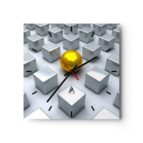 Zegar ścienny - Dlaczego ja? Kompozycja geometryczna - 40x40 cm