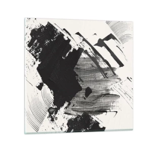 Obraz na szkle - Abstrakcja – ekspresja czerni - 30x30 cm
