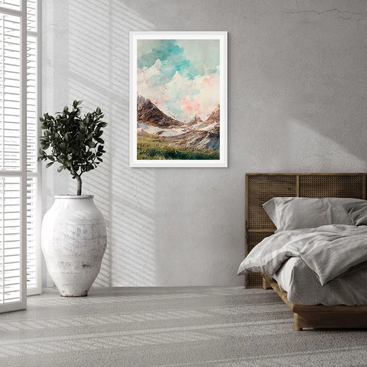 Plakat w białej ramie - Skalne ostrza - 70x100 cm