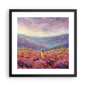 Plakat w czarnej ramie - W lawendowym świecie - 40x40 cm