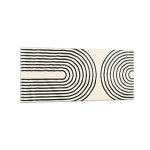 Obraz na szkle - Abstrakcyjny wzór geometryczny z symetrycznymi liniami na jasnym tle - 120x50cm - Już za chwilę… - Nowoczesna dekoracja ścienna do salonu i sypialni ARTTOR