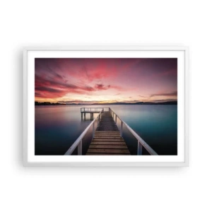 Plakat w białej ramie - Łagodny płomień wieczoru - 70x50 cm