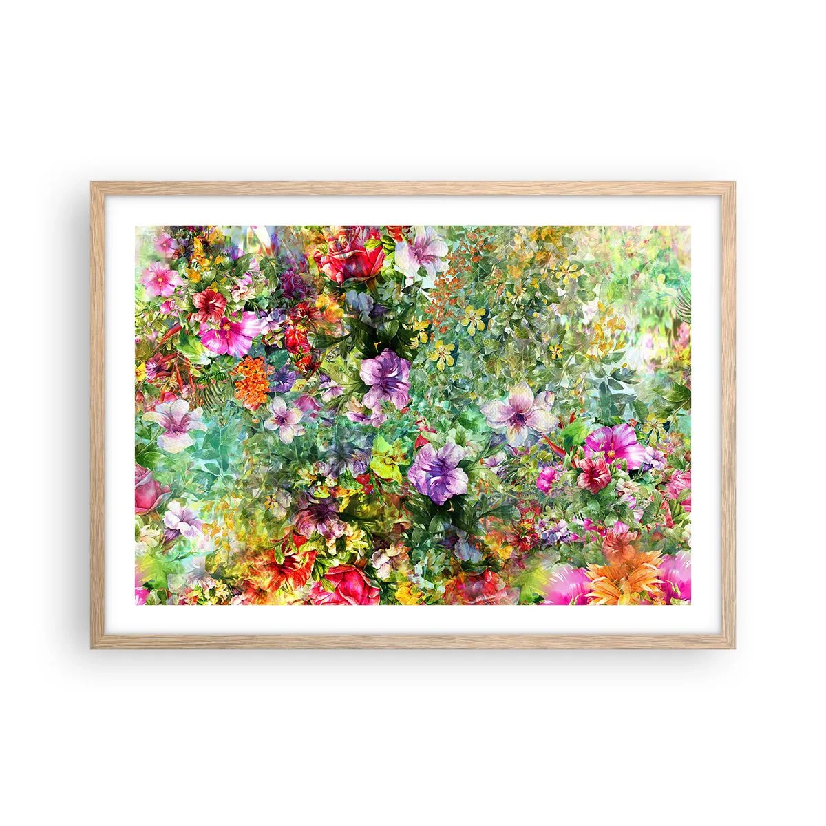 Plakat w ramie jasny dąb - W kwiaty na zatracenie - 70x50 cm