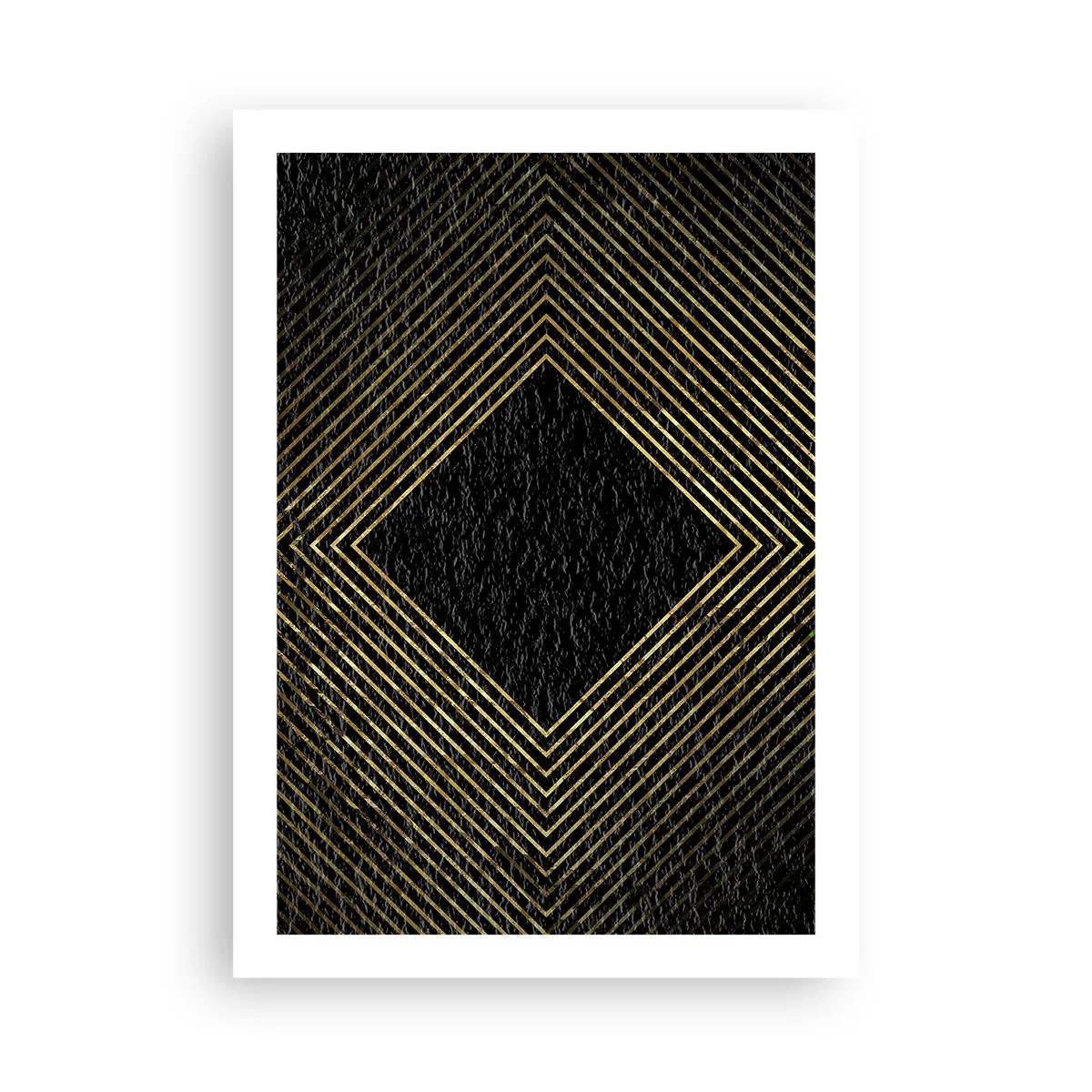 Plakat - Złote geometryczne linie na czarnym tle - 50x70cm - Geometria w stylu glamour - Nowoczesna dekoracja ścienna do salonu, kuchni i sypialni ARTTOR