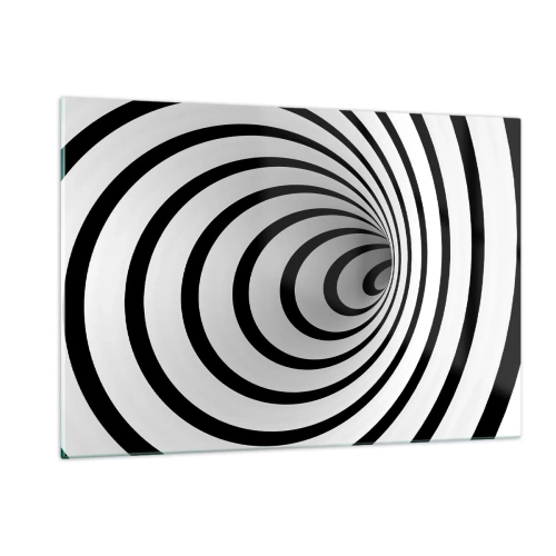 Obraz na szkle - Abstrakcyjny wzór spirali w czerni i bieli - 120x80cm - Też nie możesz się oprzec? - Nowoczesna dekoracja ścienna do salonu, kuchni i sypialni ARTTOR