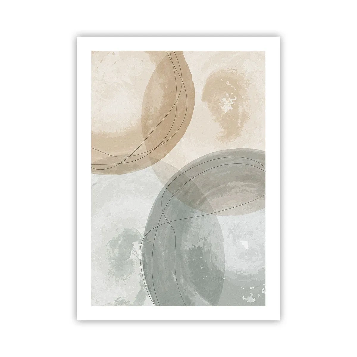 Plakat - Geometryczne kształty w pastelowych odcieniach ziemi - 50x70cm - Przenikanie światów - Nowoczesna dekoracja ścienna do salonu, kuchni i sypialni ARTTOR