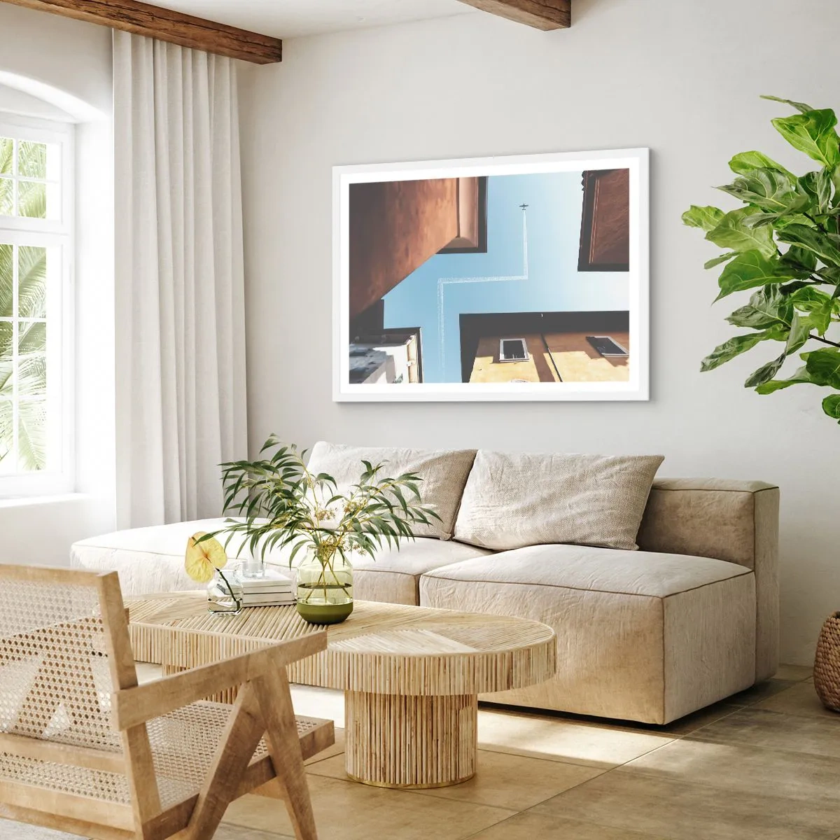 Plakat w białej ramie - Ponad miejskim labiryntem - 91x61 cm