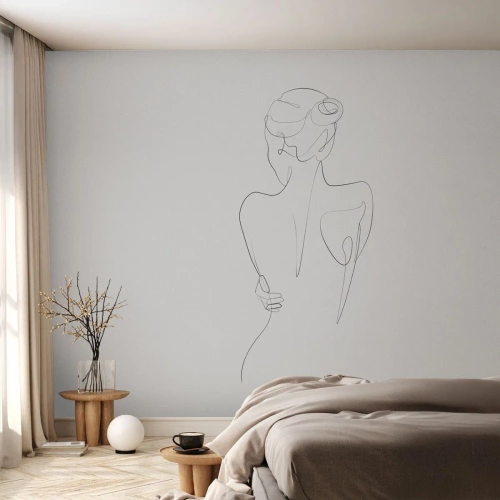 Fototapeta Premium Sand - Minimalistyczna linia konturowa kobiecej sylwetki - 100x70cm - Muzyka ciała - Nowoczesna dekoracja ścienna do salonu, kuchni i sypialni ARTTOR