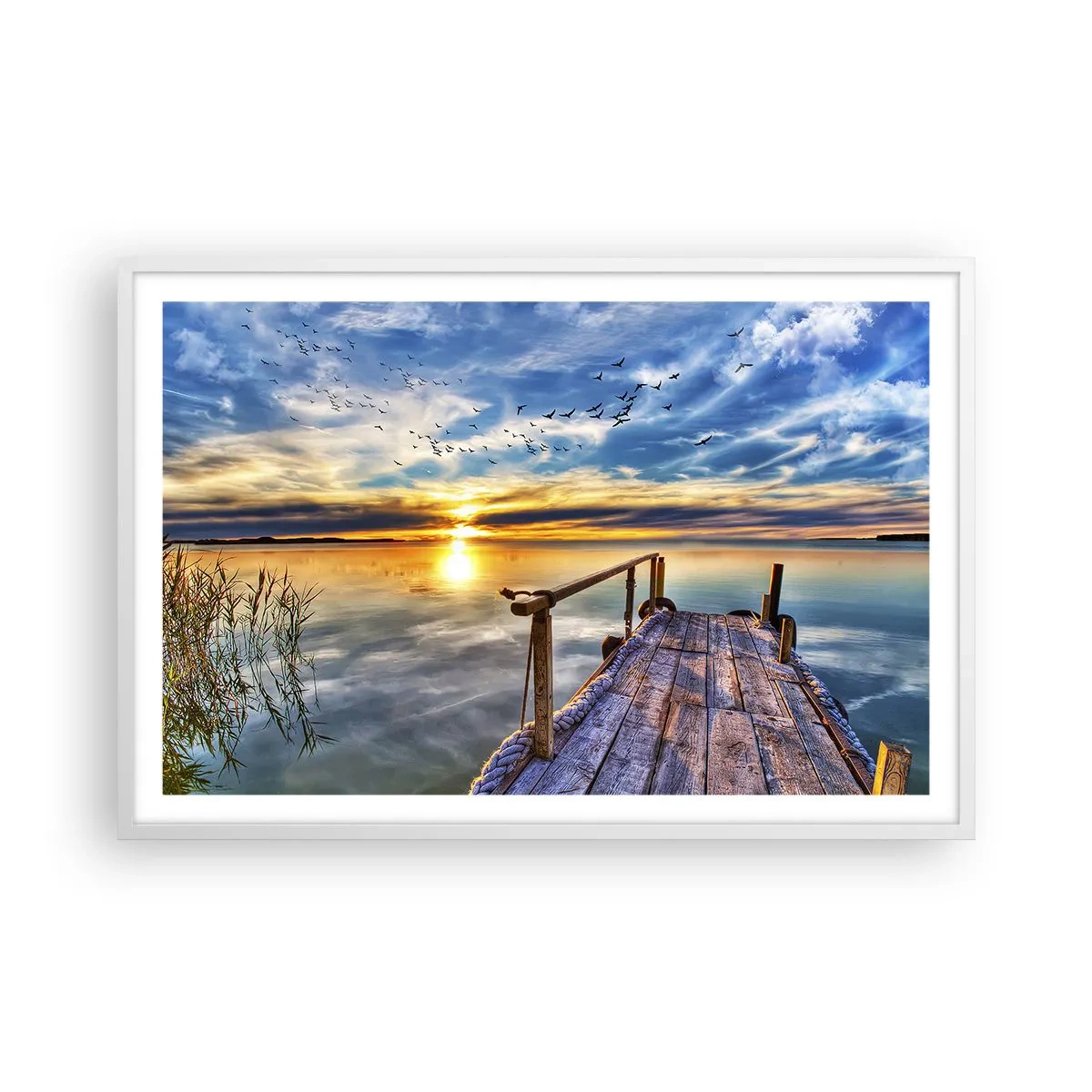 Plakat w białej ramie - Wiatr idzie na spoczynek - 91x61 cm