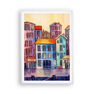 Plakat w białej ramie - Miasto jak z bajki - 70x100 cm