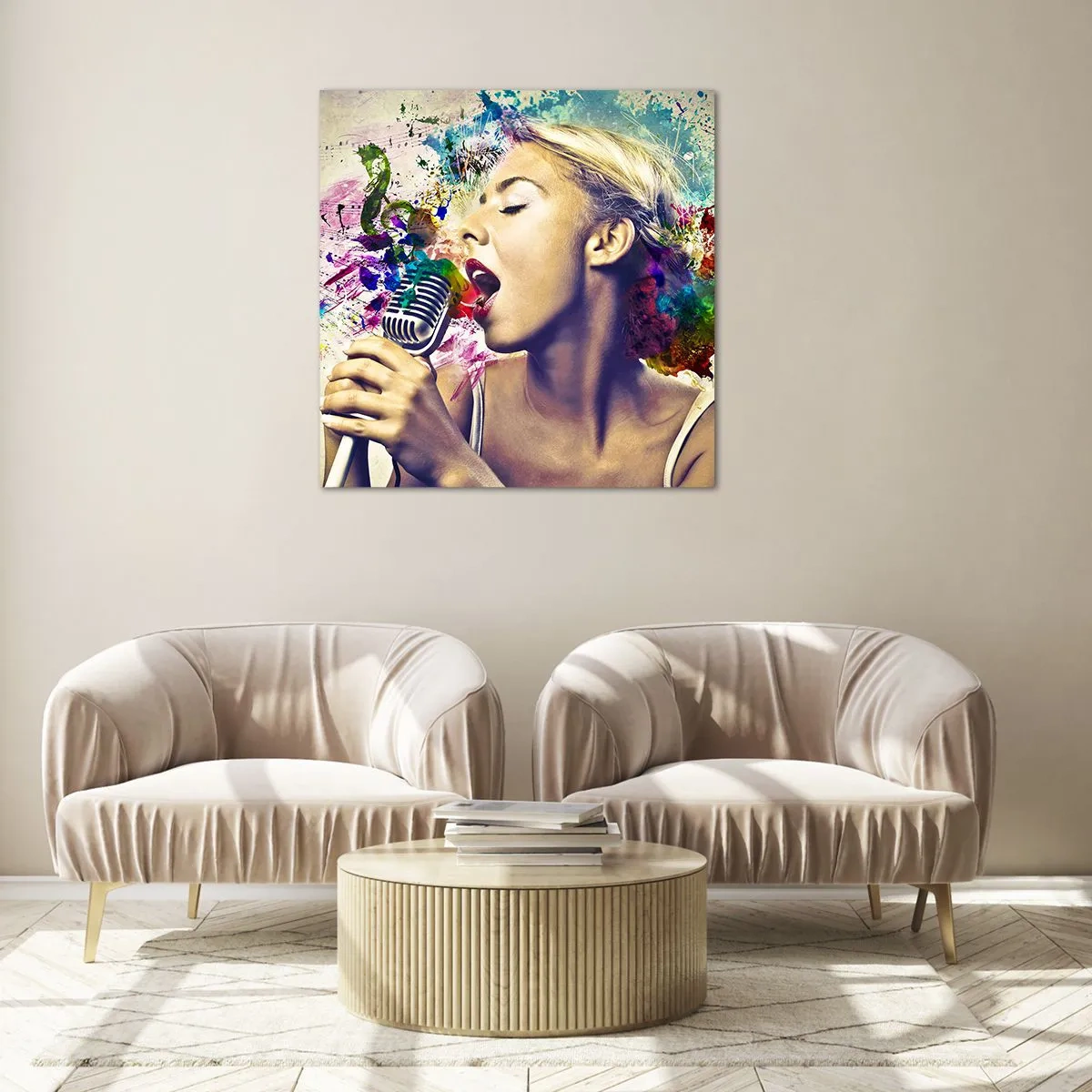 Obraz na szkle - Pomalować głosem świat - 60x60 cm