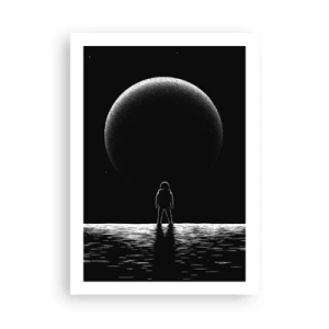 Plakat - Astronauta na tle ogromnej planety w kosmosie - 50x70cm - Twarzą w twarz - Nowoczesna dekoracja ścienna do salonu, kuchni i sypialni ARTTOR