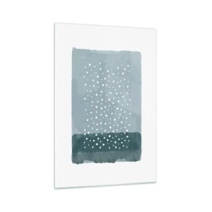 Obraz na szkle - Minimalistyczny obraz w odcieniach błękitu z kropkami - 70x100cm - Wyrosłe na błękicie - Nowoczesna dekoracja ścienna do salonu i sypialni ARTTOR