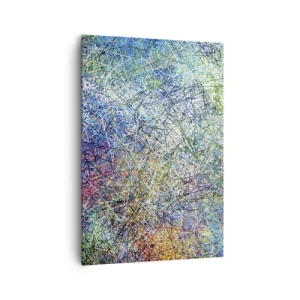Obraz na płótnie - Abstrakcyjna kompozycja z wielokolorowymi liniami i teksturami - 70x100cm - To nie takie proste - Nowoczesna dekoracja ścienna do salonu i sypialni ARTTOR