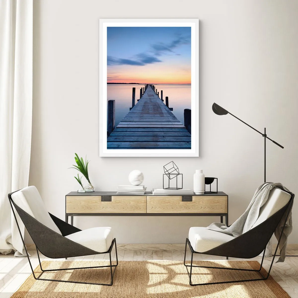 Plakat w białej ramie - Spokój pogodnego zmierzchu - 61x91 cm