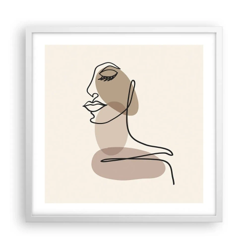 Plakat w białej ramie - Zasłuchana w siebie - 50x50 cm