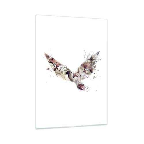 Obraz na szkle - Abstrakcyjne skrzydła w stylu artystycznym na białym tle - 50x70cm - Napowietrzny wędrowiec - Nowoczesna dekoracja ścienna do salonu, kuchni i sypialni ARTTOR