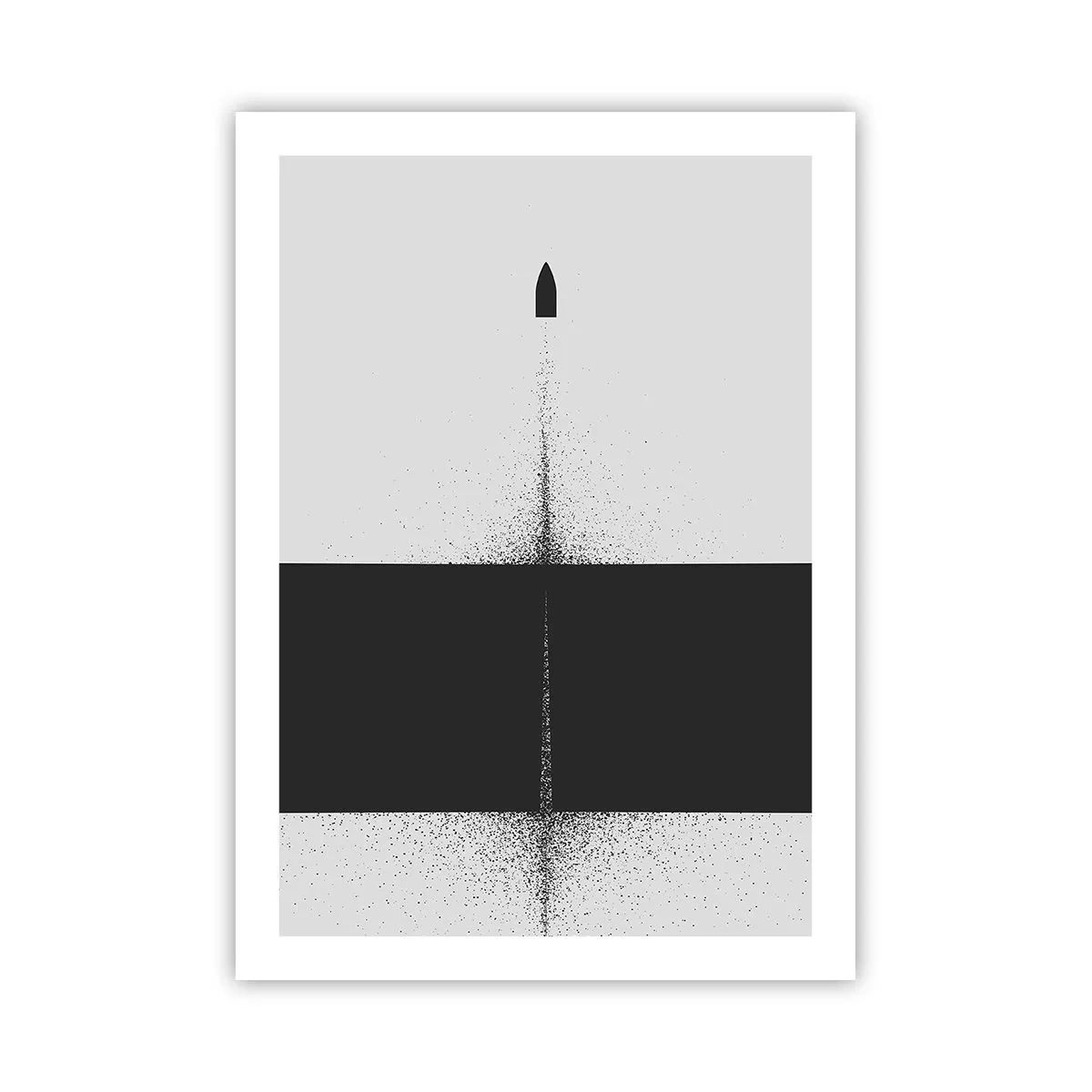 Plakat - Minimalistyczna abstrakcja z rakietą na tle podzielonym - 50x70cm - Prosto do celu - Nowoczesna dekoracja ścienna do salonu, kuchni i sypialni ARTTOR