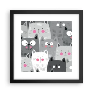 Plakat w czarnej ramie - Koci świat - 30x30 cm