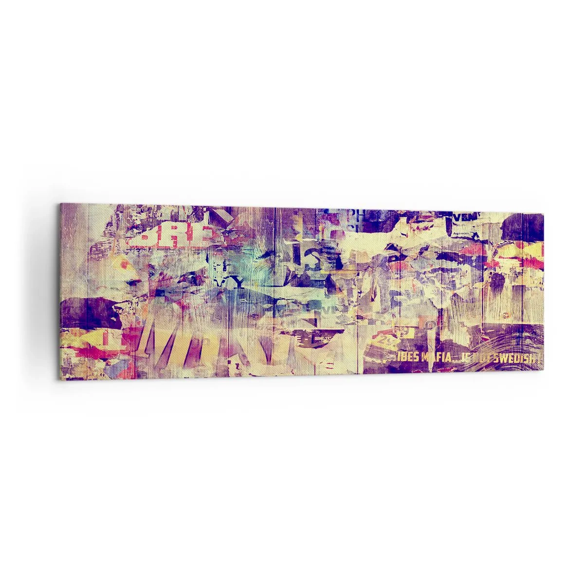 Obraz na płótnie - Kolorowy abstrakcyjny kolaż z tekstami i grafikami - 160x50cm - I tyle zostanie - Nowoczesna dekoracja ścienna do salonu i sypialni ARTTOR