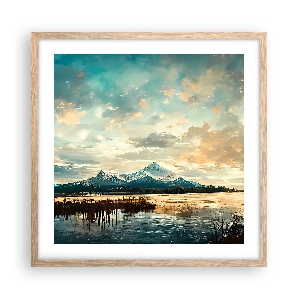 Plakat w ramie jasny dąb - Pod opieką nieba - 50x50 cm