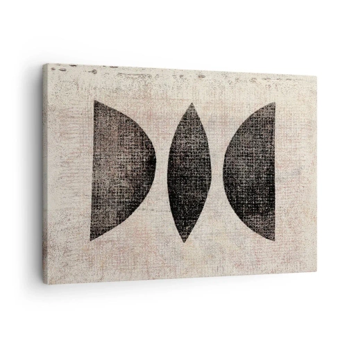 Obraz na płótnie - Etniczne kształty w ciemnych tonacjach na jasnym tle - 70x50cm - Etniczna abstrakcja - Nowoczesna dekoracja ścienna do salonu i sypialni ARTTOR